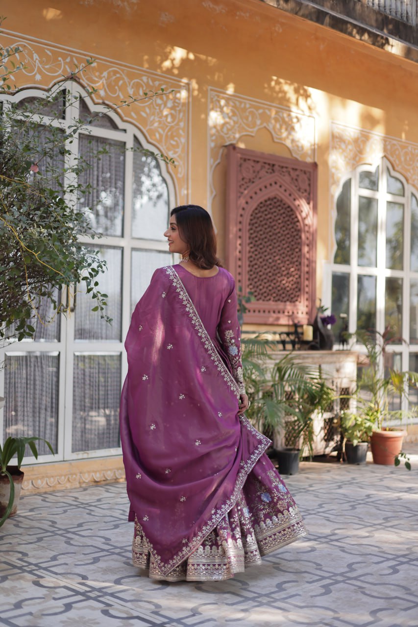 Women's Cotton Embroidered Anarkali Gown With Dupatta Set – Festive Wear - Image 20